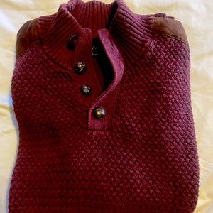 RW&Co Mock-Neck 1/4 Button Sweater (Burgundy)